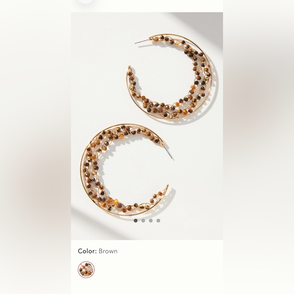 Anthropologie Gold and Brown Beaded Earrings